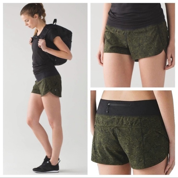 Lululemon Speed Up Short *2.5" Size 8 Green / Black 6690 - Picture 10 of 11